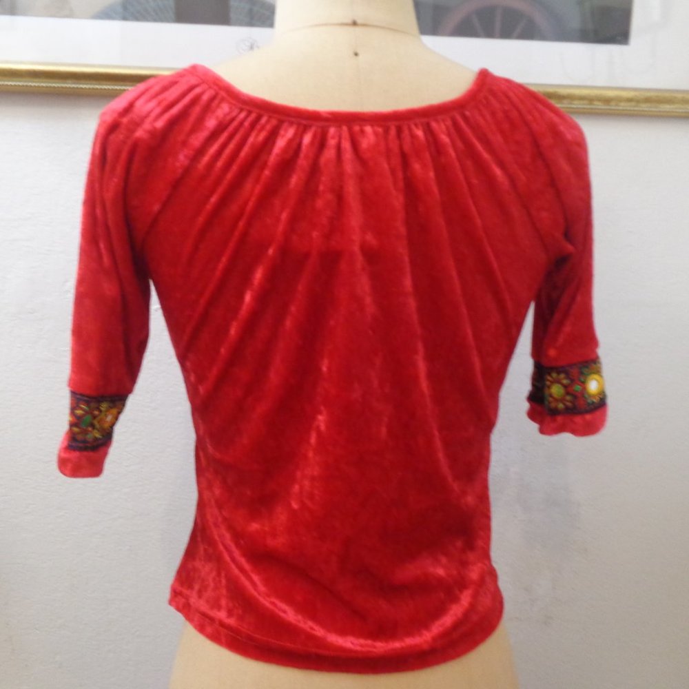 NWT Bonkers Red Bohemian Style Blouse Top - Picture 3 of 5